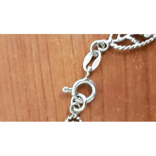 284 - .925 Silver Jewellery Necklace - Chain with Heart Pendant (L:40cm, Total Weight: 2gr) Together with ... 