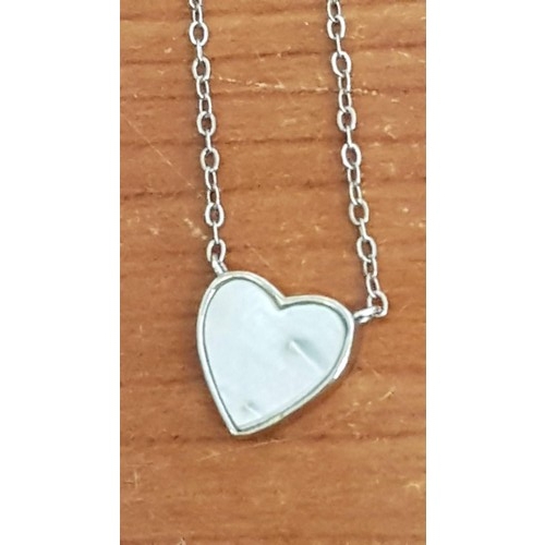 284 - .925 Silver Jewellery Necklace - Chain with Heart Pendant (L:40cm, Total Weight: 2gr) Together with ... 