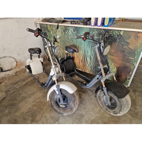 110 - 2 x Electric Scooters; 'Chopper' Style Fat Tyre Two-Wheeled Electric Scooters, with 3 x Batteries an... 