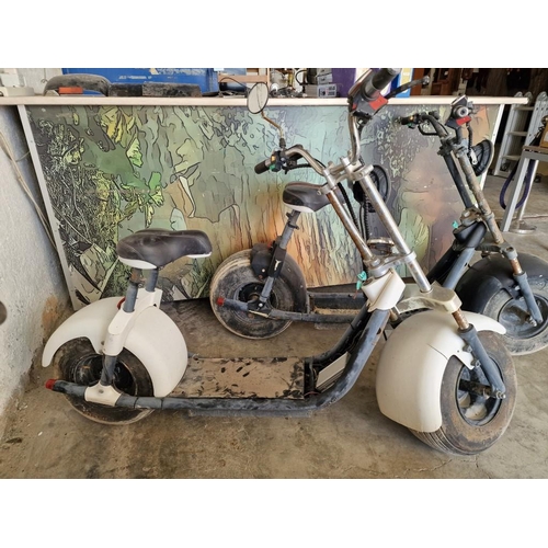110 - 2 x Electric Scooters; 'Chopper' Style Fat Tyre Two-Wheeled Electric Scooters, with 3 x Batteries an... 