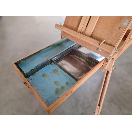 118 - Portable Easel and Artists Box, Wooden with Folding Extendable Legs