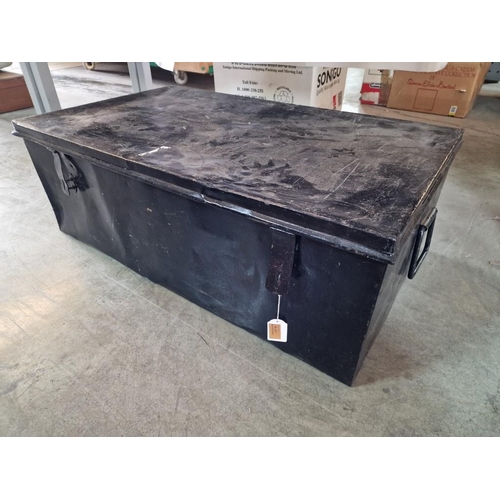 81 - Black Metal Trunk with Handles and Clasp, (Approx. 93 x 54 x 32cm)