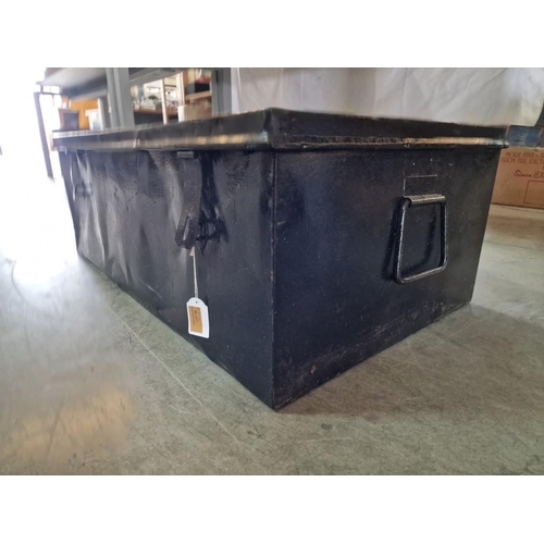 81 - Black Metal Trunk with Handles and Clasp, (Approx. 93 x 54 x 32cm)