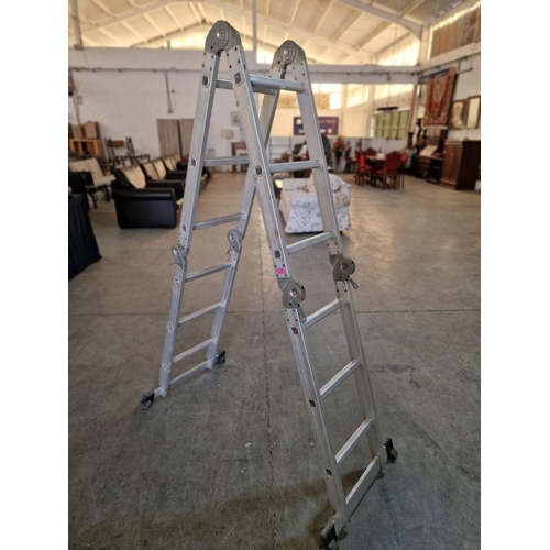 111 - Aluminium 'Multi-Purpose' Folding Ladder, (see multiple catalogue photos). 

Nb. A/F: One release ca... 