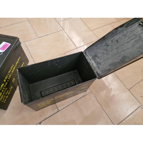 78 - 2 x Metal Ammunition Boxes with Hinged Lids and Carrying Handles, (Approx. 30 x 16 x 18cm), (2)