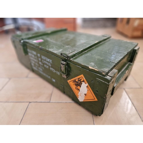79 - Vintage Solid Wood 'Ministry of Defence, Cyprus' Ammunition Box with Hinged Lid and Clasps, (Approx.... 