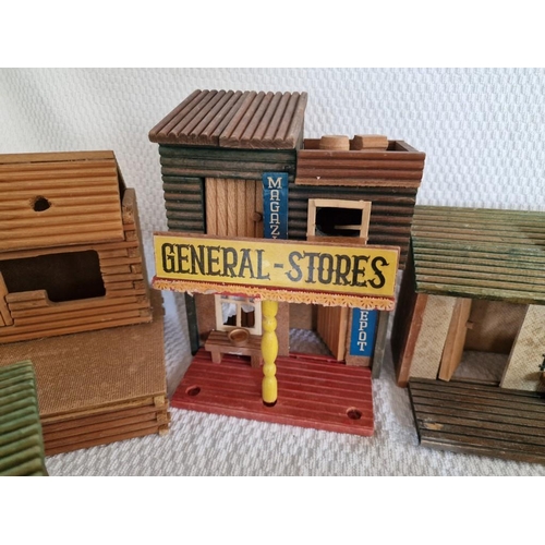 56 - Wooden 'Western Style' Model Village with General Stores, County Jail and Various Other Part Complet... 