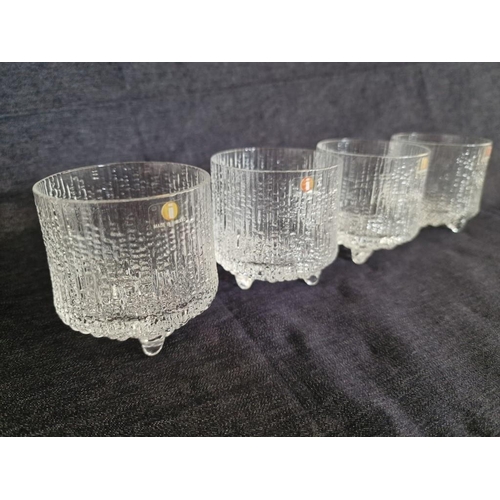 134D - Set of 4 x Retro 'Iittala Ultima Thule' Rock Glasses, Made in Finland, Designed by Tapio Wirkkala, C... 