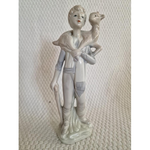 498 - Kislovodsk Porcelain Ballerina Figurine, Together with Figurine of Boy with Goat, (Approx. H: 21cm, ... 