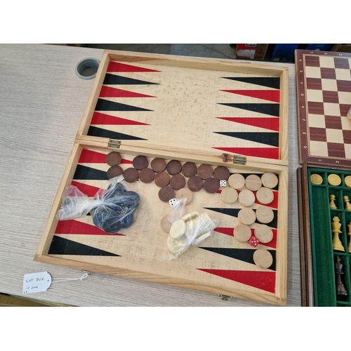 80A - Cyprus Backgammon Set, Together with Chess Set and Additional Counters / Draughts