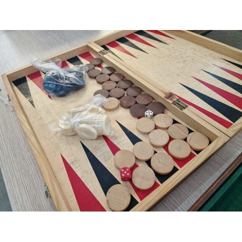 80A - Cyprus Backgammon Set, Together with Chess Set and Additional Counters / Draughts