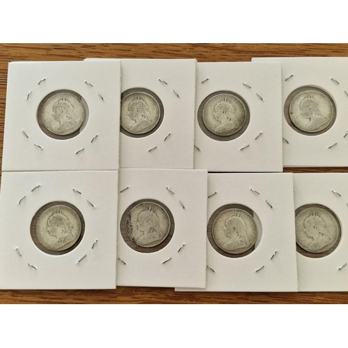 161 - Cyprus Silver Coins; 8 x Antique Queen Victoria Four & Half Piastre, (Each 19.5mm, 2.82g, .925 Sterl... 