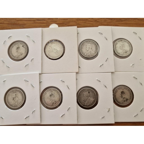 162 - Cyprus Silver Coins; 8 x 1921 King George V Four & Half Piastre, (Each 19.5mm, 2.82g, .925 Sterling ... 