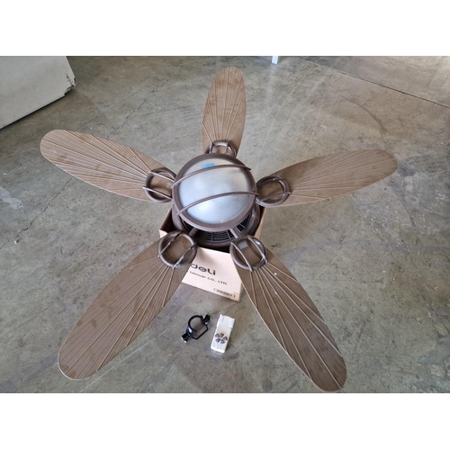 111 - Bronze Colour Patio (Covered Outdoor) 5-Blade Ceiling Fan with Light and Remote Control, (Model: PA/... 