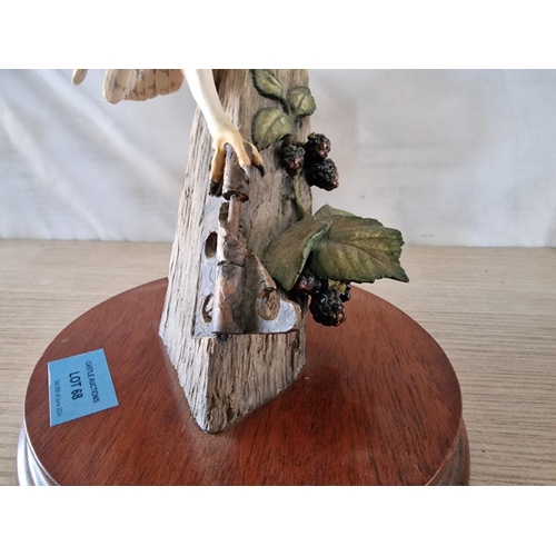 68 - Border Fine Arts Owl Figurine, Hand Made in Scotland, (Model: RB15) on Wooden Base, Circa 1990