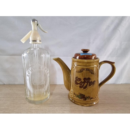 69 - Vintage Schweppes Soda Syphon and Porcelain Coffee Pot, (2)