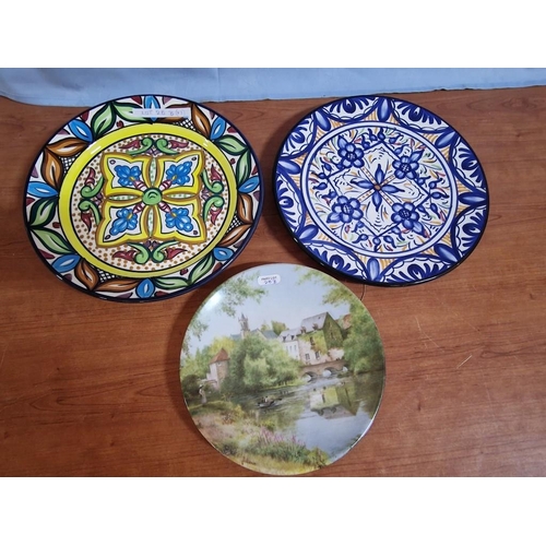 28B - 2 x Decorative Hand Painted Colourful Wall Plates, Together with Limited Edition Limoges Porcelain P... 