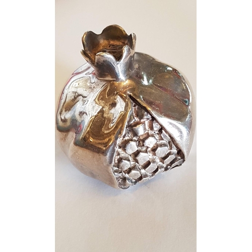 65 - Traditional Cypriot Souvenir, .999 Silver Coated Pomegranate (Approx. Ø: 6cm)