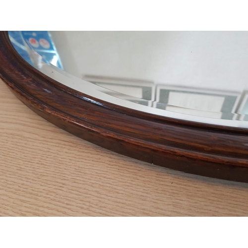 622 - Antique Oval Mirror in Heavy Wooden Frame (A/F), (67 x 52cm)