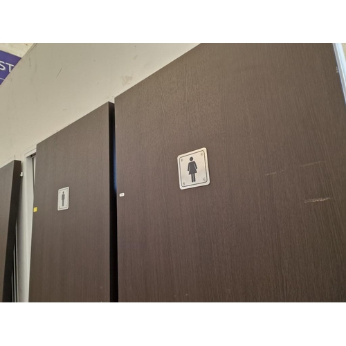 648 - 2 x Wenge / Dark Wood Effect Doors with Handles and Gents / Ladies Toilet Signs, (Approx. 69 x 211.5... 