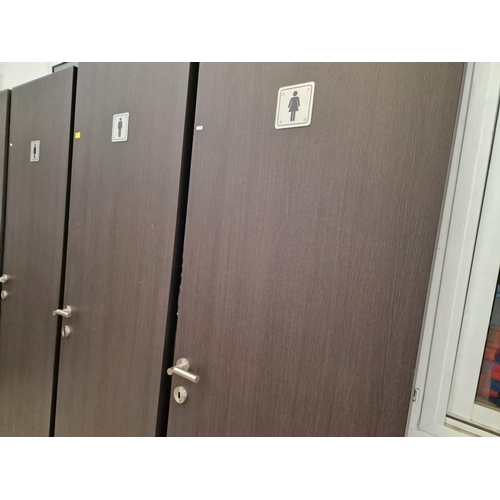 649 - 2 x Wenge / Dark Wood Effect Doors with Handles and Gents / Ladies Toilet Signs, (Approx. 69 x 209.5... 