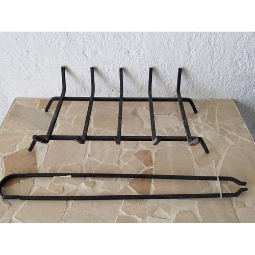 630 - Cast Iron Fireplace Tools; Firegrate and Tongs