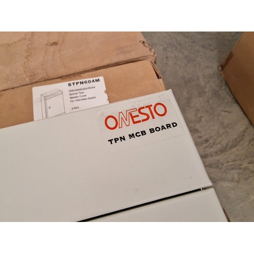 660 - 8 x 'Onesto' TPN Distribution Board / Cabinet with Metallic Cover, 4 Way, (Model: STPN604M), in Boxe... 