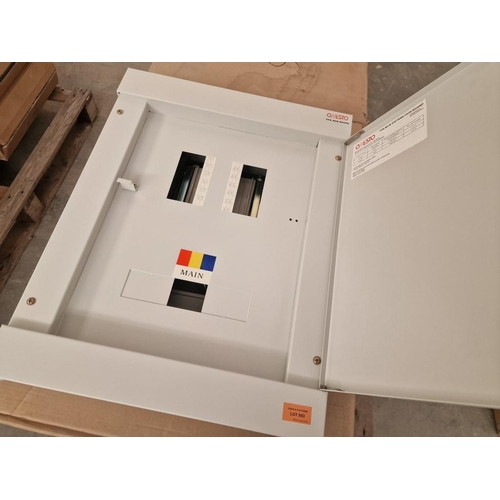 660 - 8 x 'Onesto' TPN Distribution Board / Cabinet with Metallic Cover, 4 Way, (Model: STPN604M), in Boxe... 