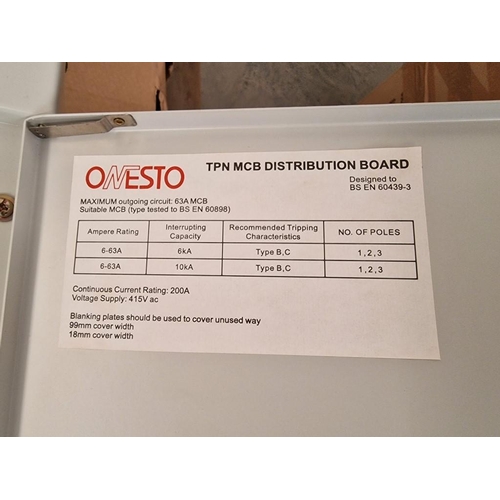 660 - 8 x 'Onesto' TPN Distribution Board / Cabinet with Metallic Cover, 4 Way, (Model: STPN604M), in Boxe... 