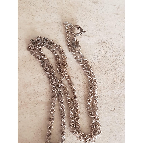 674 - .925 Silver Chain (L:38cm) with Purple Dolphin Natural Stone (Believed to Amethyst Pendant)