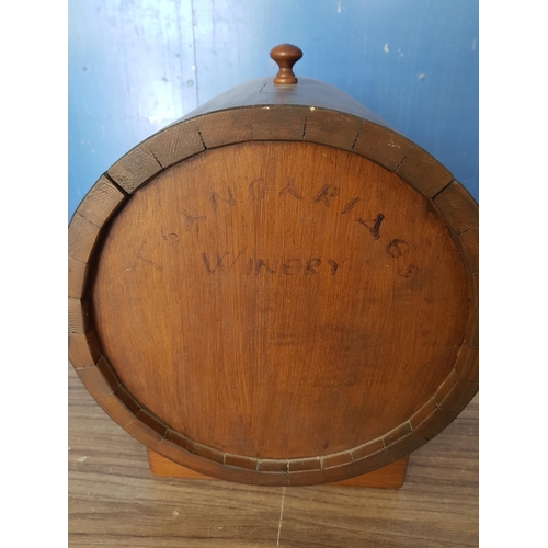 680 - Small Wooden Wine Barrel on Stand (Ø: 30cm x H: 35cm)