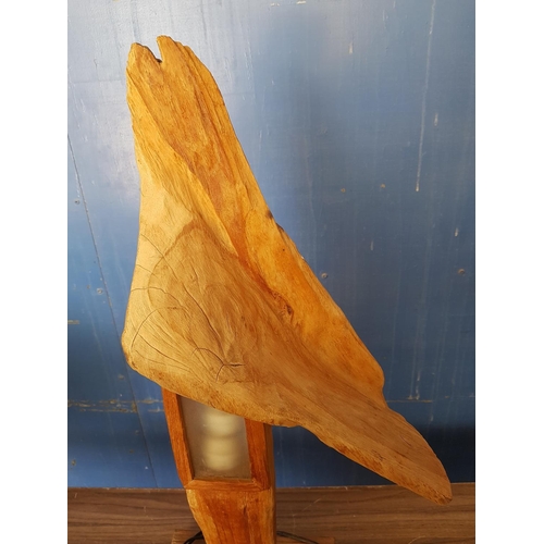 681 - Wooden Abstract Lamp Art by Local Artist (H:76cm), (Un-Tested)