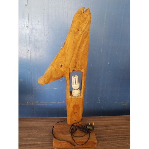 681 - Wooden Abstract Lamp Art by Local Artist (H:76cm), (Un-Tested)