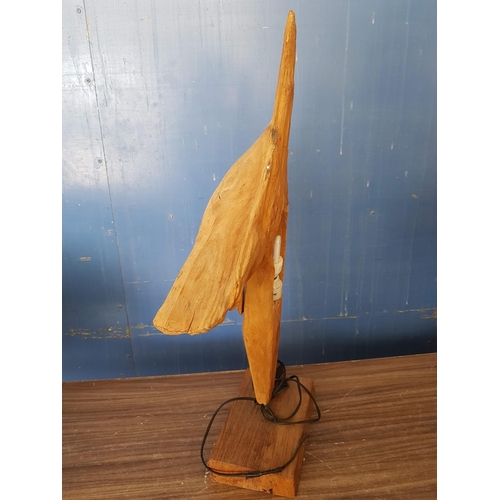 681 - Wooden Abstract Lamp Art by Local Artist (H:76cm), (Un-Tested)