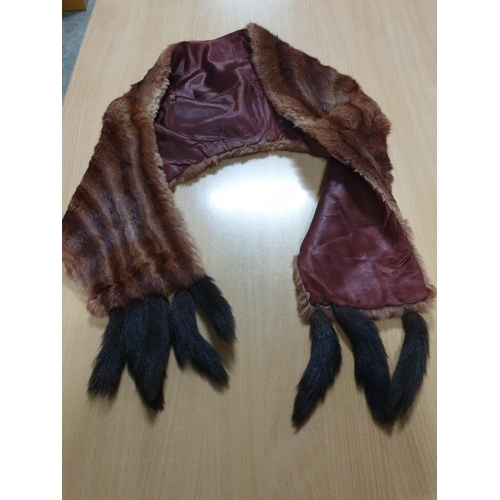 686 - 2 x Fur Stoles, Believed to be Mink, 1 x with Tails