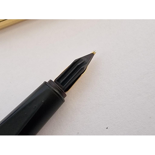 126o - Vintage Dunhill Gemline Classic Dress Fountain Pen, Gold Plated, with Black Line Clip, Circa 1970's,... 