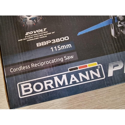 141o - Bormann Pro Cordless Reciprocating Saw, (Model: BBP3800), 20v, 115mm, * Unused in Box *, Compatible ... 