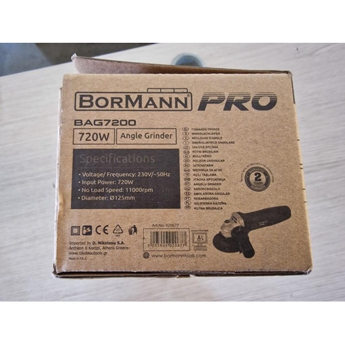 143o - Bormann Pro Angle Grinder, (Model: BAG7200), 720w, 125mm, Unused in Box