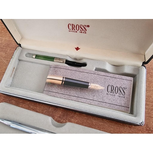 144o - Cross Chrome Fountain Pen and Ball Point Pen Set in Original Presentation Box