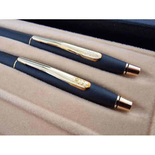 145o - Cross 'Classic Black' Ball Point Pen and Matching Pencil Set, (Model: 250105) in Original Presentati... 