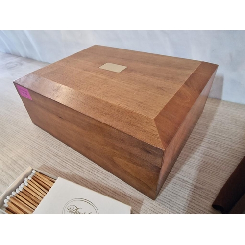 193o - Decatur Industries Cigar Box with Cedar Wood Lining and Inlaid Brass Plaque, Complete with Qty of Ci... 