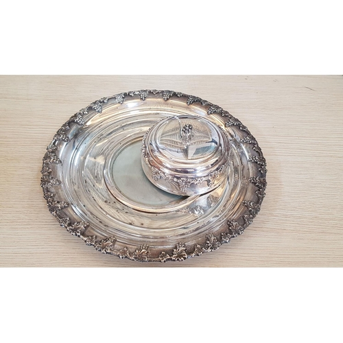 235o - Silver Plated Vintage Style Tableware Hight Ornate with Grape Garlands Pattern 