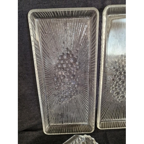 198 - Collection of Decorative Glass Tableware; 6 x Serving Trays / Platters, Pair of Ashtrays / Dishes an... 