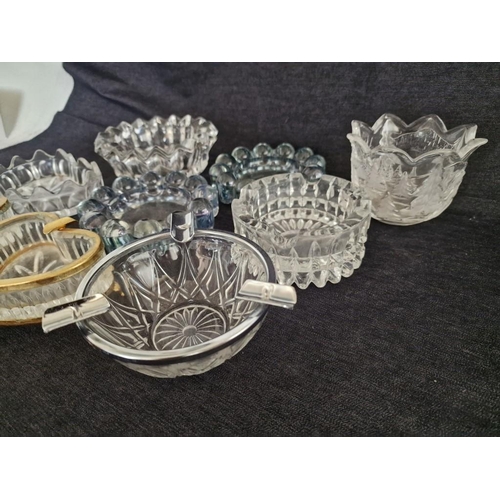 200 - Collection of Assorted Glass Ashtrays and Fluted Sweet Dish(9)