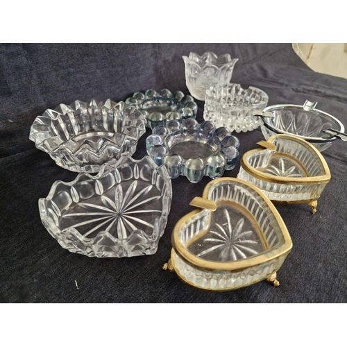 200 - Collection of Assorted Glass Ashtrays and Fluted Sweet Dish(9)