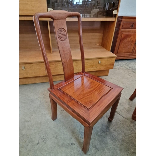 127 - Oriental Style Solid Wood (Rosewood?) Extendable Dining Table with Carved Surround, (Approx. 203 x 1... 