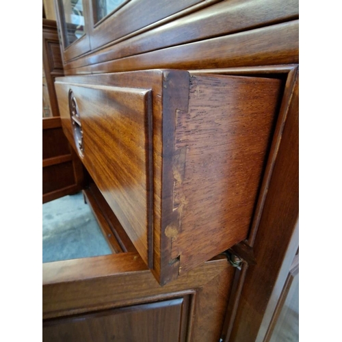 129 - Oriental Style Solid Wood (Rosewood?) Display Cabinet with 'Shodana' Style Multi-Level Glass Shelves... 