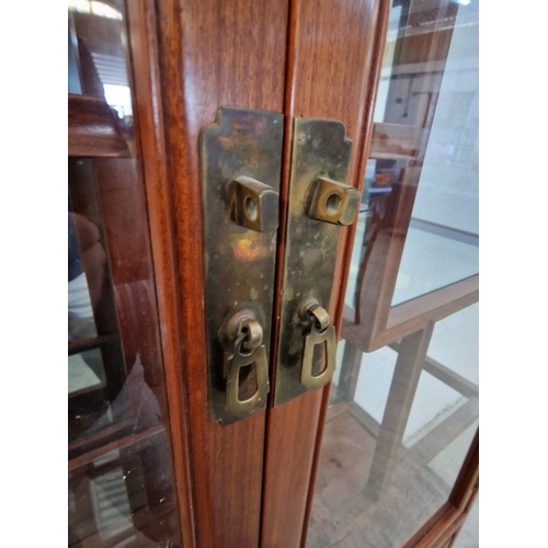 129 - Oriental Style Solid Wood (Rosewood?) Display Cabinet with 'Shodana' Style Multi-Level Glass Shelves... 