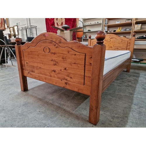 5 - Solid Pine / Wood Single Bed with 'Anesis Trend, by Gevorest' Mattress (Approx. 110 x 205cm)