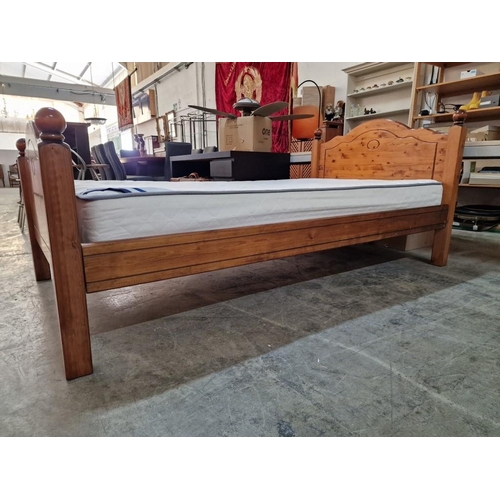 5 - Solid Pine / Wood Single Bed with 'Anesis Trend, by Gevorest' Mattress (Approx. 110 x 205cm)